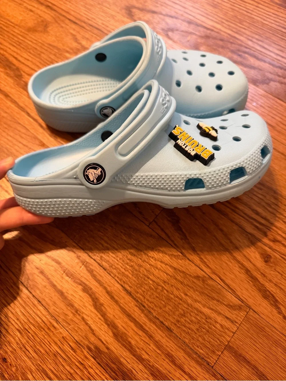 CROCS Kids Light Blue Classic Clogs with Bee Charm